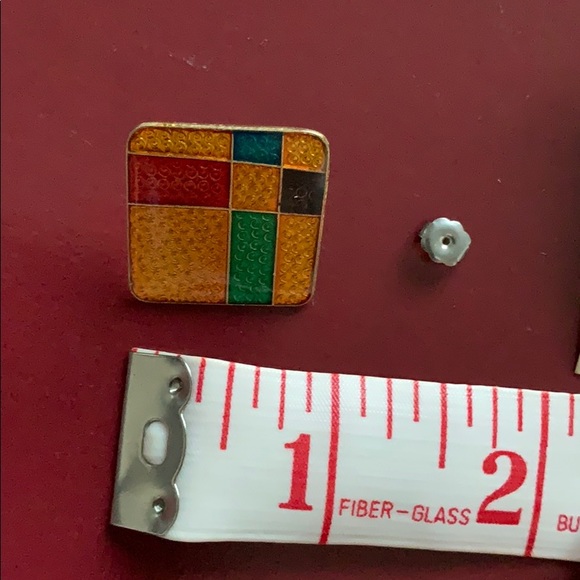 Vintage Fashion Earrings multicolour rectangular - Picture 8 of 9